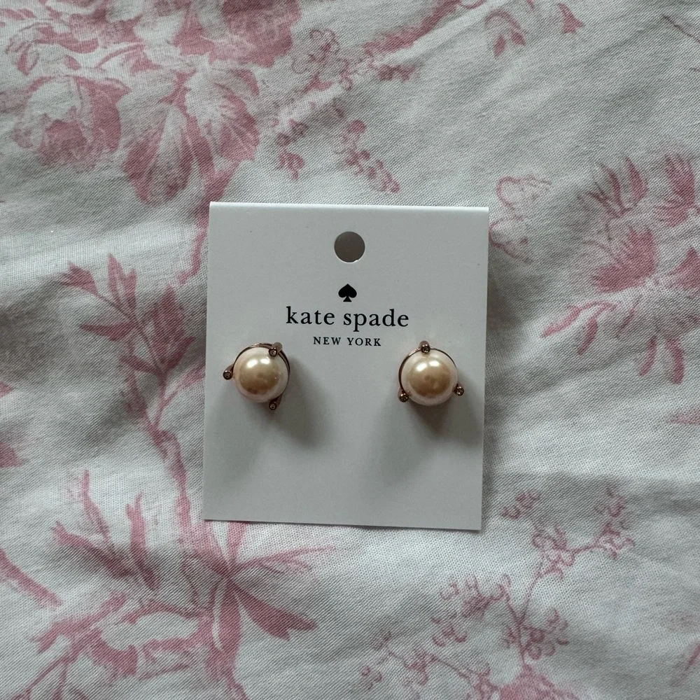 kate spade gold-tone stud earrings with pink accents